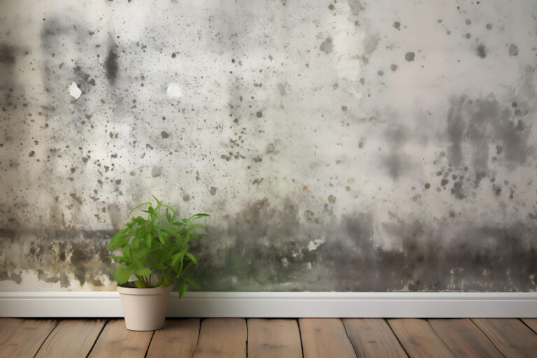 Mur humide et une plante