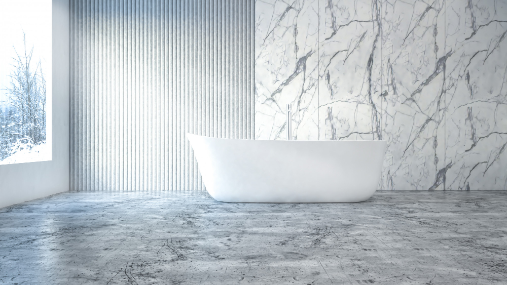 Jolie salle de bain avec revêtement sol salle de bain antidérapant 