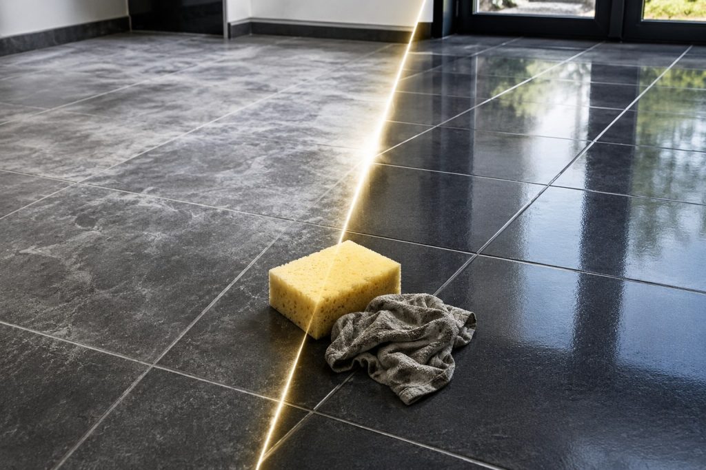 laitance sur du carrelage