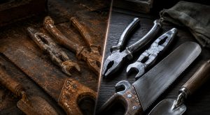 rouille sur des outils en fer
