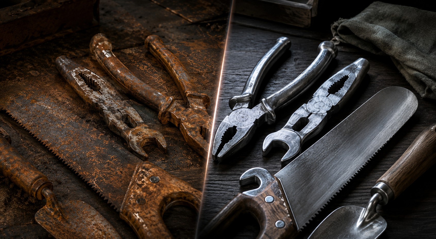 rouille sur des outils en fer