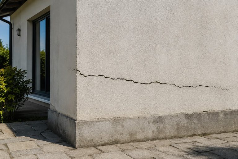 Fissure horizontale sur un mur maison